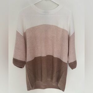 Matty M Women's Color Block Sweater - White, Cream, Brown